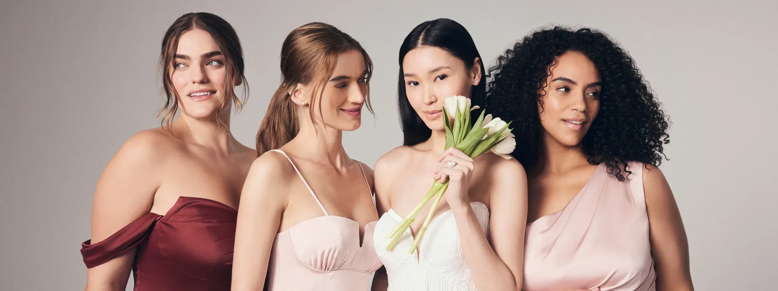 Shop Blush Pink Satin Bridesmaid Dresses | David's Bridal