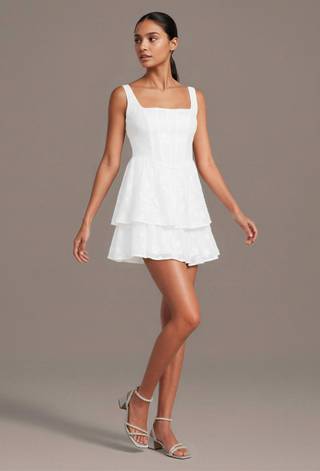 Picture of Floral Jacquard Tiered Corset Mini Dress