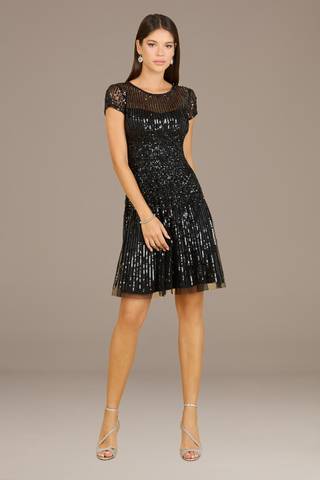 Picture of Lara Cap Sleeve Beaded A-Line Short Dress