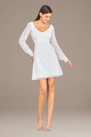 Picture of Lara Heidi V-Neck Beaded Long Sleeve Short Dress