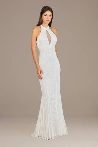 Picture of Lara Hanna Halter Cutout Beaded Gown