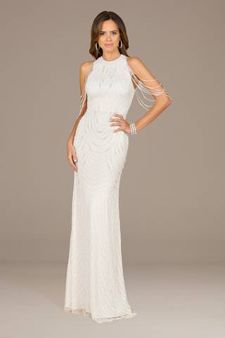 Picture of Lara Jasmine Beaded Fringe Halter Wedding Dress