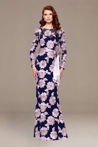 Picture of Long-Sleeve Floral Mesh Sheath Dress
