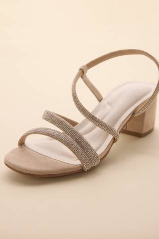 Picture of Suede and Crystal Block Heel Sandals
