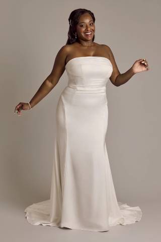 Picture of Satin Straight-Neck Sheath Wedding Dress