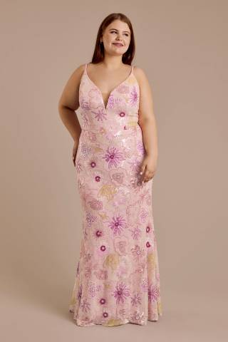 Picture of Floral Sequin Spaghetti Strap Sheath Dress