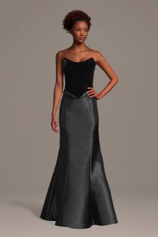 Picture of Two-Piece Strapless Velvet Corset Mermaid Dress