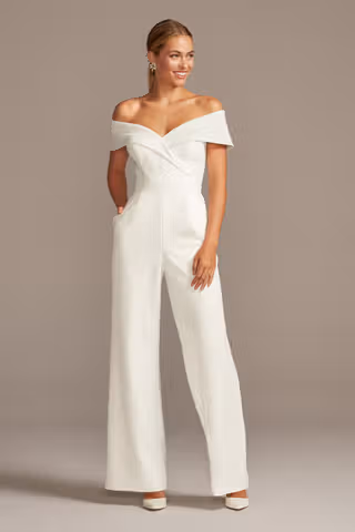 View DB Studio Cuffed Off-the-Shoulder Stretch Crepe Jumpsuit in all available color and sizes Picture of Cuffed Off-the-Shoulder Stretch Crepe Jumpsuit