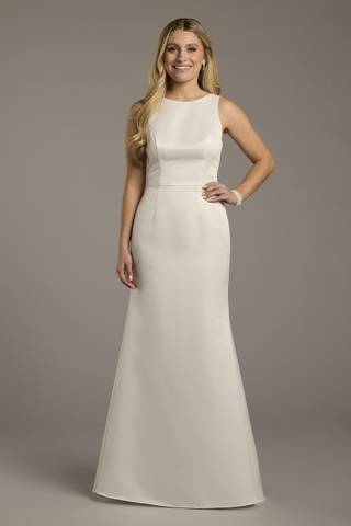 Picture of High Neck Satin Bow Back Mermaid Wedding Dress