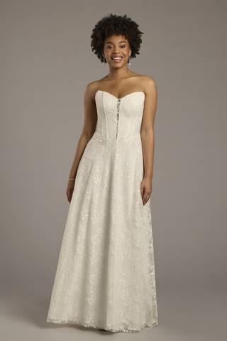 Picture of Strapless Lace A-Line Corset Wedding Dress