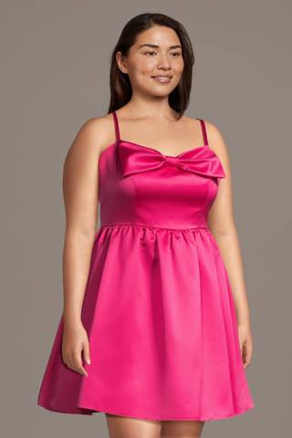 Picture of Bow Bodice Satin A-Line Mini Dress