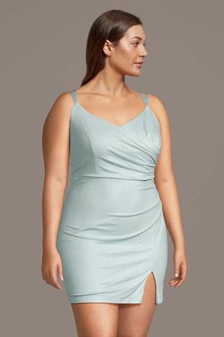 Picture of Iridescent Double Strap Draped Mini Dress