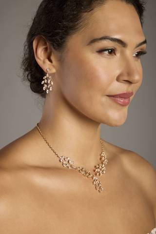Picture of Leafy Champagne Cubic Zirconia Jewelry Set