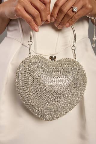 Picture of Rhinestone Heart Clutch Handbag