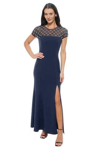 Picture of Scuba Crepe with Faraj Beads Bodie Long Dress