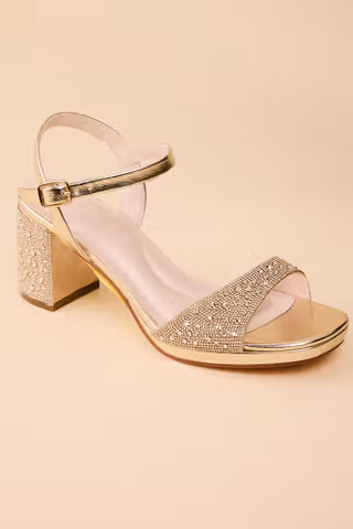 View DB Studio Mid Block Heel Glitter Sandals in all available color and sizes Picture of Mid Block Heel Glitter Sandals