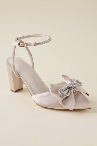 Picture of Satin Block Heel Shoes with Crystal Bow