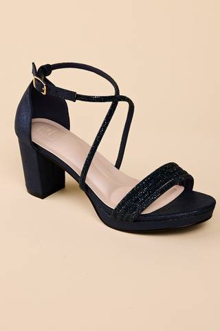 Picture of Crystal Rope Strap Mid Block Heel Sandals