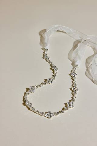 Picture of Thin Crystal Triangle Sash with Organza Ribbons