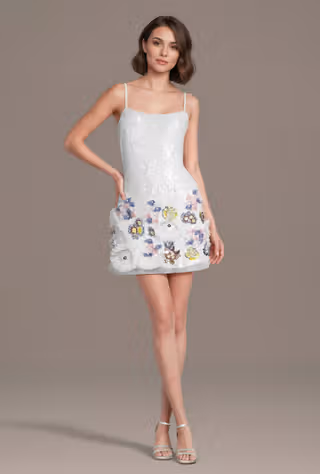 View Galina Signature Sequin Multicolor Floral Mini Dress in all available color and sizes Picture of Sequin Multicolor Floral Mini Dress