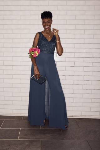 Picture of Beaded Bodice Jumpsuit with Matching Scarf