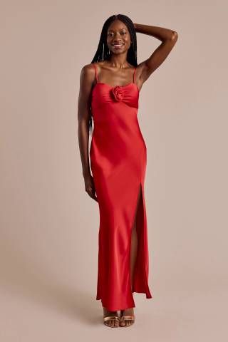 Picture of Charmeuse Spaghetti Strap Dress with Rosette