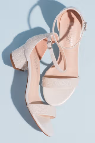 View DB Studio Allover Iridescent Pearl Low Block Heel Sandals in all available color and sizes Picture of Allover Iridescent Pearl Low Block Heel Sandals