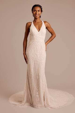 Picture of Beaded Halter Open Back Sheath Wedding Dress