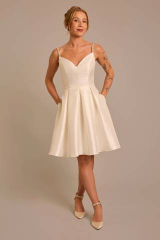 Picture of Mikado Short Dress with Crystal Straps