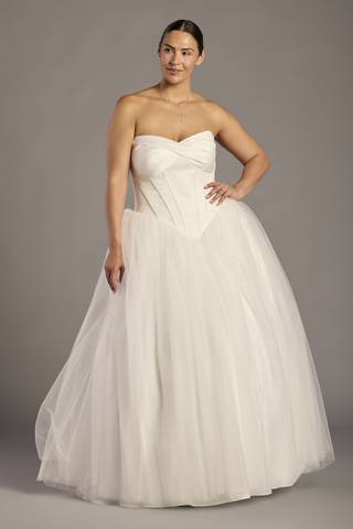 Picture of Sculpted Strapless Satin and Tulle Ball Gown