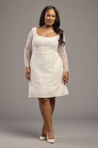 Picture of Beaded Long Sleeve Square Neck Mini Dress