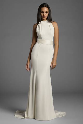 Picture of White by Vera Wang Crepe High Neck Wedding Dress