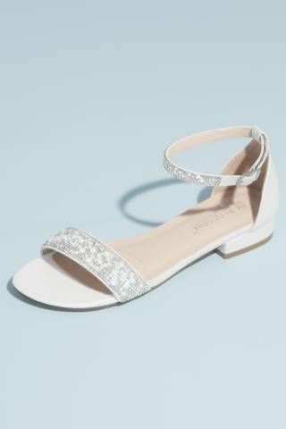 Picture of Crystal Embellished Straps Flat Satin Sandals