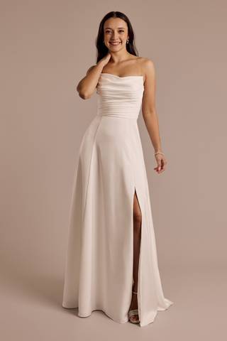 Picture of Matte Satin Sculpted Bodice A-Line Wedding Dress
