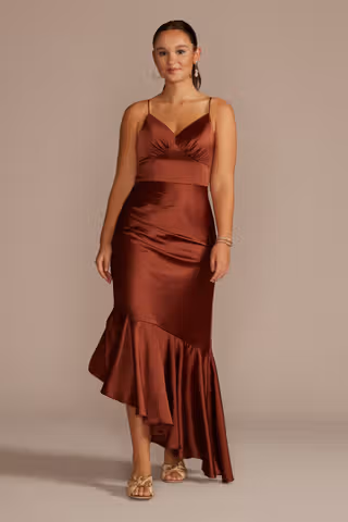 View DB Studio Asymmetrical Stretch Charmeuse Sheath Dress in all available color and sizes Picture of Asymmetrical Stretch Charmeuse Sheath Dress