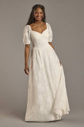 Picture of Lace A-Line Short Sleeve Dress with Tie Back