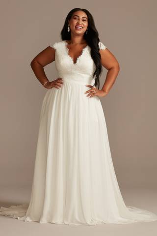Picture of Lace Illusion Back Chiffon Wedding Dress