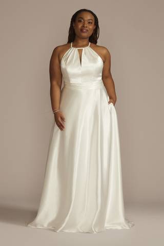 Picture of High Neck Satin A-Line Wedding Dress