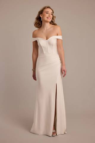 Picture of Off-the-Shoulder Sculpting Satin Wedding Dress