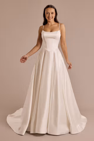 View DB Studio Spaghetti Strap Square Neck Ball Gown in all available color and sizes Picture of Spaghetti Strap Square Neck Ball Gown
