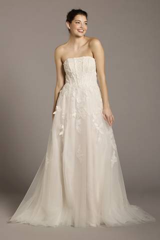 Picture of Strapless Tulle Ball Gown with 3D Flower Appliques