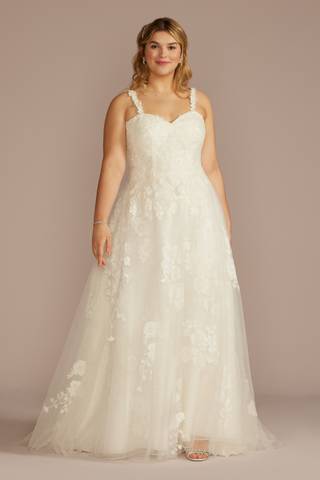 Picture of Layered Floral Applique A-Line Wedding Dress