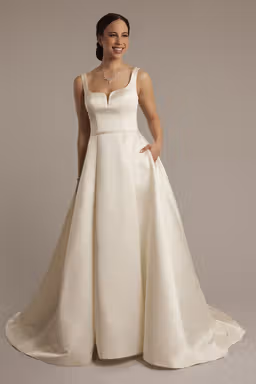 View DB Studio Satin Tank Ball Gown Wedding Dress in all available color and sizes Picture of Satin Tank Ball Gown Wedding Dress