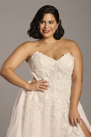 Picture of Strapless Beaded Lace Basque Waist Wedding Dress