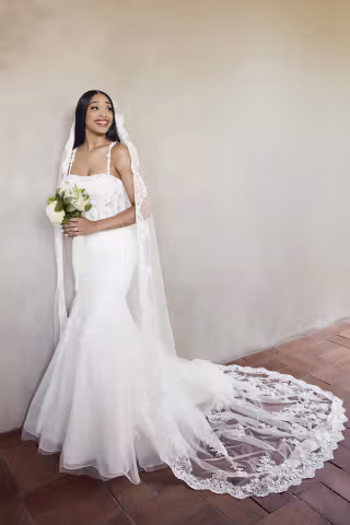 View Galina Signature Lace Applique Illusion Bodice Mermaid Wedding Gown in all available color and sizes Picture of Lace Applique Illusion Bodice Mermaid Wedding Gown