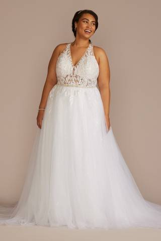 Picture of Illusion Halter Beaded Lace A-Line Wedding Dress