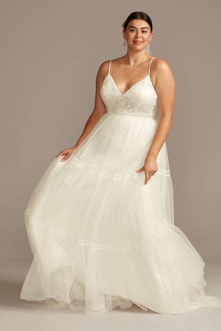 Picture of Corset Bodice Tiered Chiffon A-Line Wedding Dress