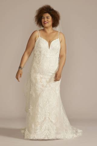 Picture of Strappy Allover Beaded Lace Mermaid Wedding Dress
