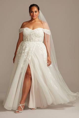 Picture of Floral Tulle Wedding Dress with Removable Sleeves