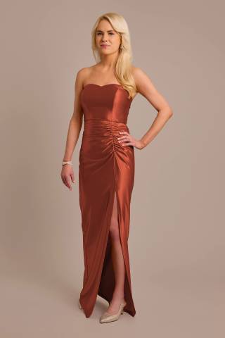 Picture of Sculpting Satin Sweetheart Ruched Dress